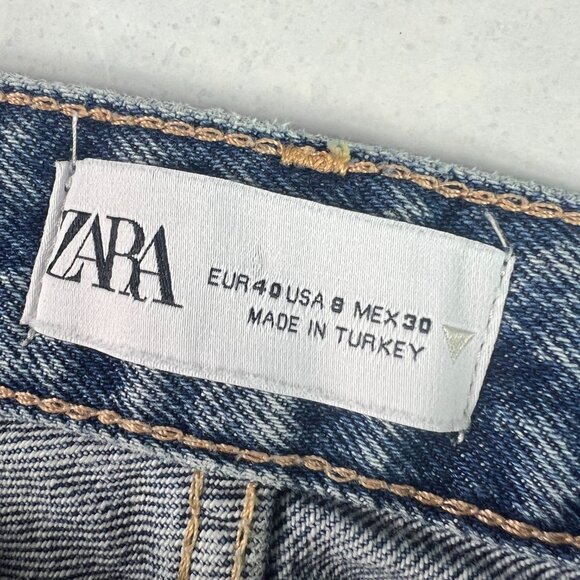Zara Jeans Women's 31x33* High Rise Wide Leg Blue Faded Cotton Denim Tag 8 - Picture 7 of 16